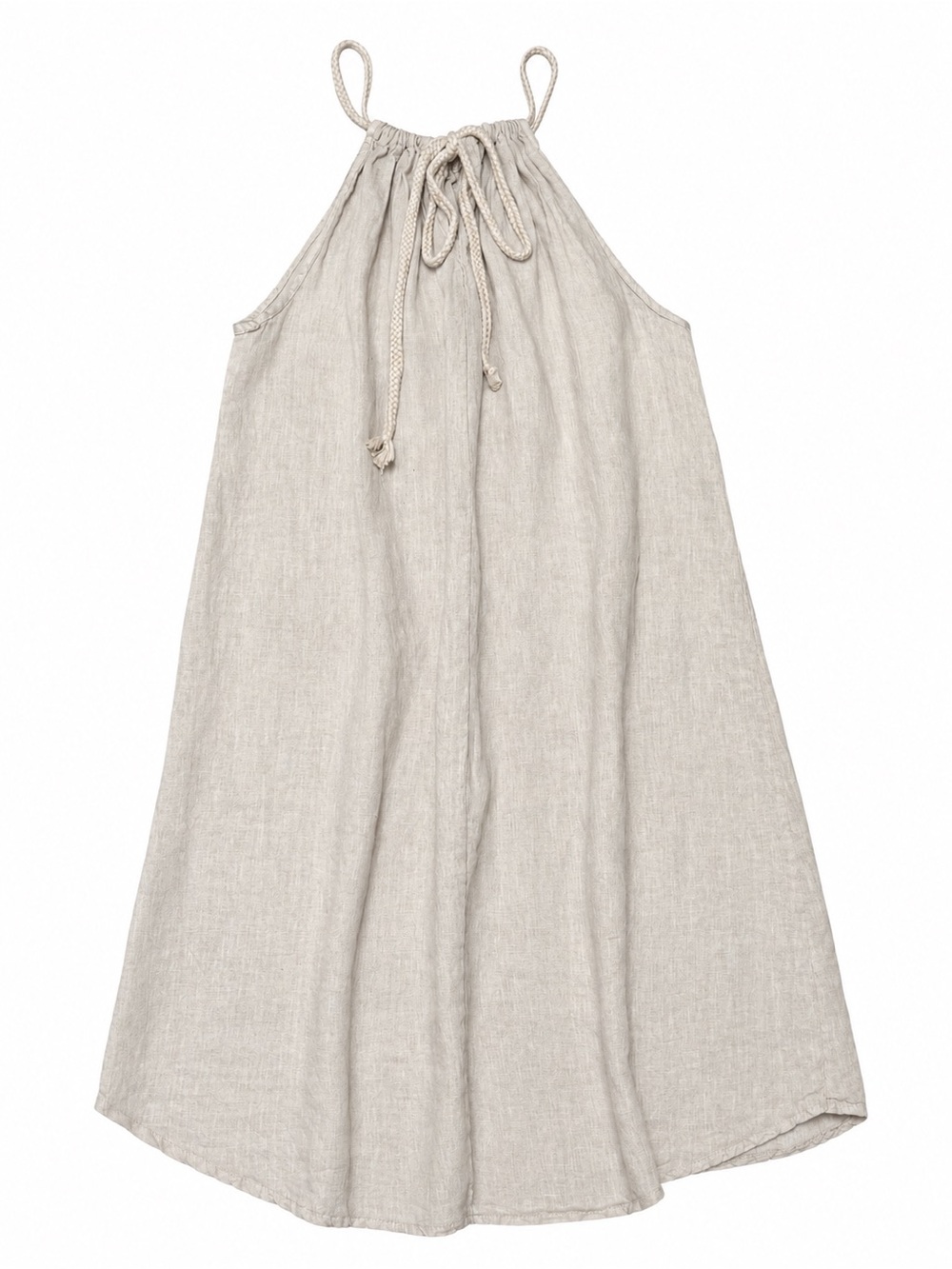 NWT Bellambra 100% Linen Halter Dress Beige L Made in Italy